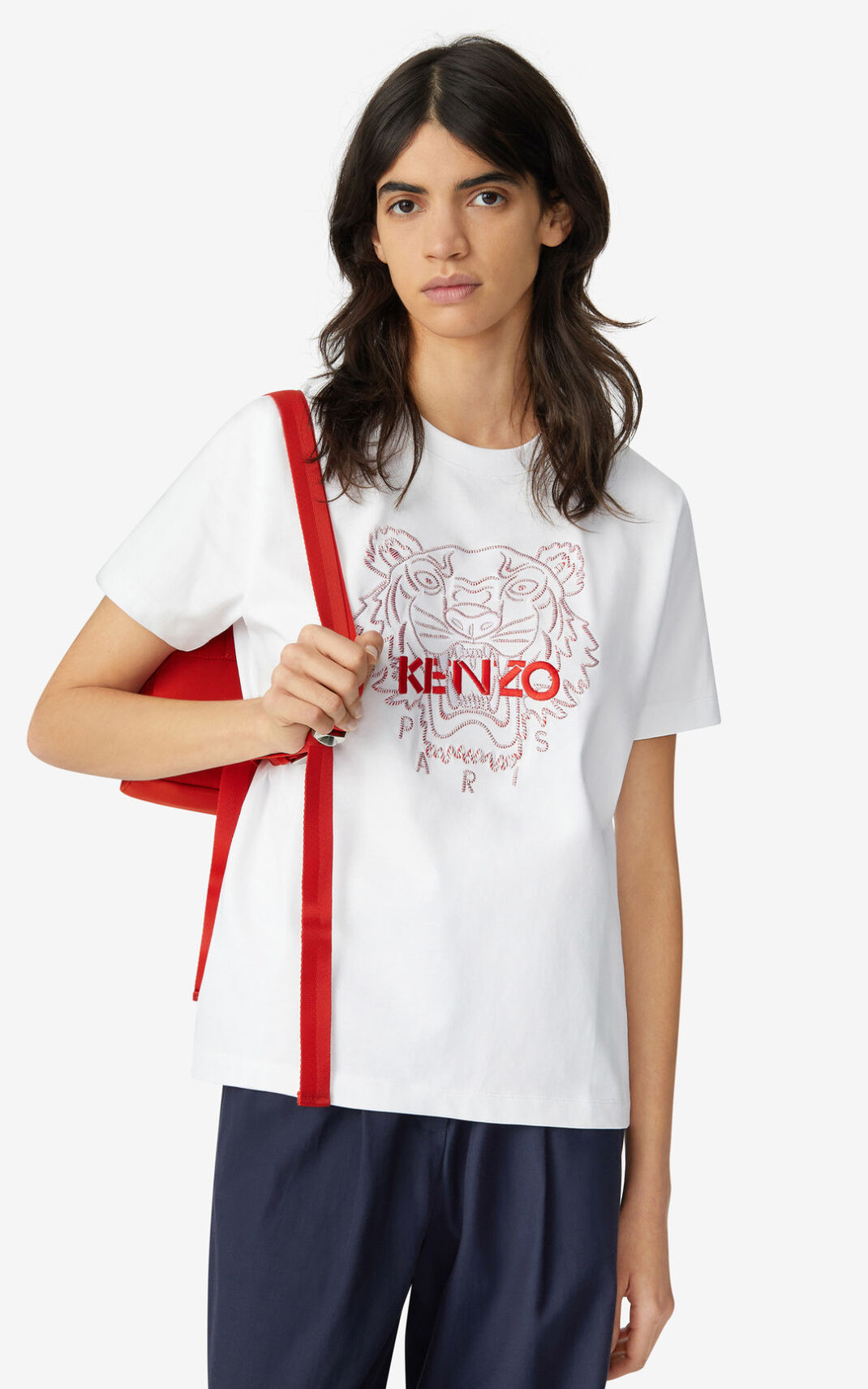 Camisetas Kenzo Tiger loose fitting Mujer Blancas NWX274635